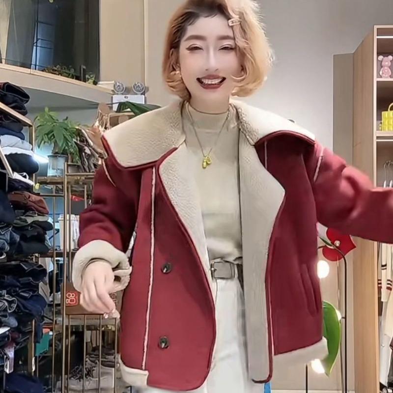 

Маленький пиджак с большим лацканом женский осенне-зимний новый с длинным рукавом меховой интегрированный тонкий в стиле локомотива топ M Recommended within 50kg