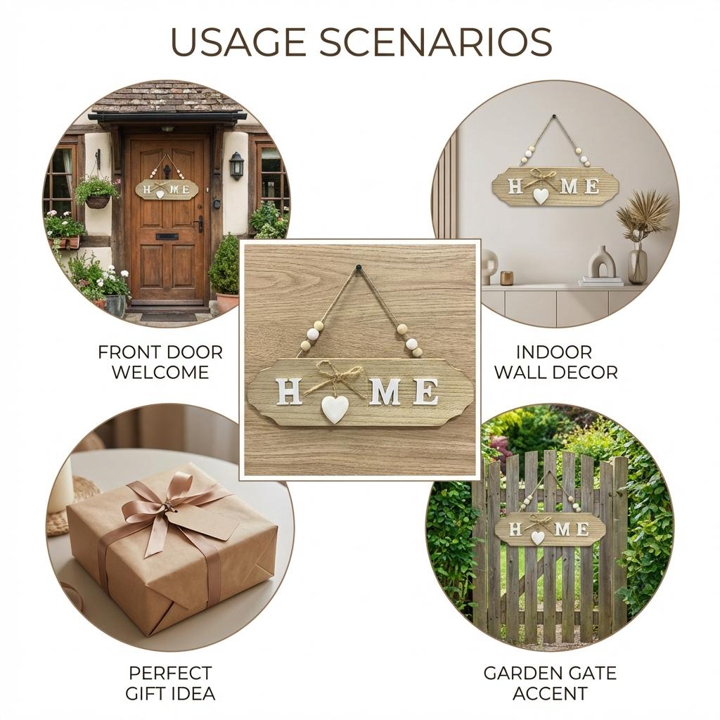 Wooden-Door Sign With Bowknot Design Home Decoration Plaque For Indoor And Outdoor Use