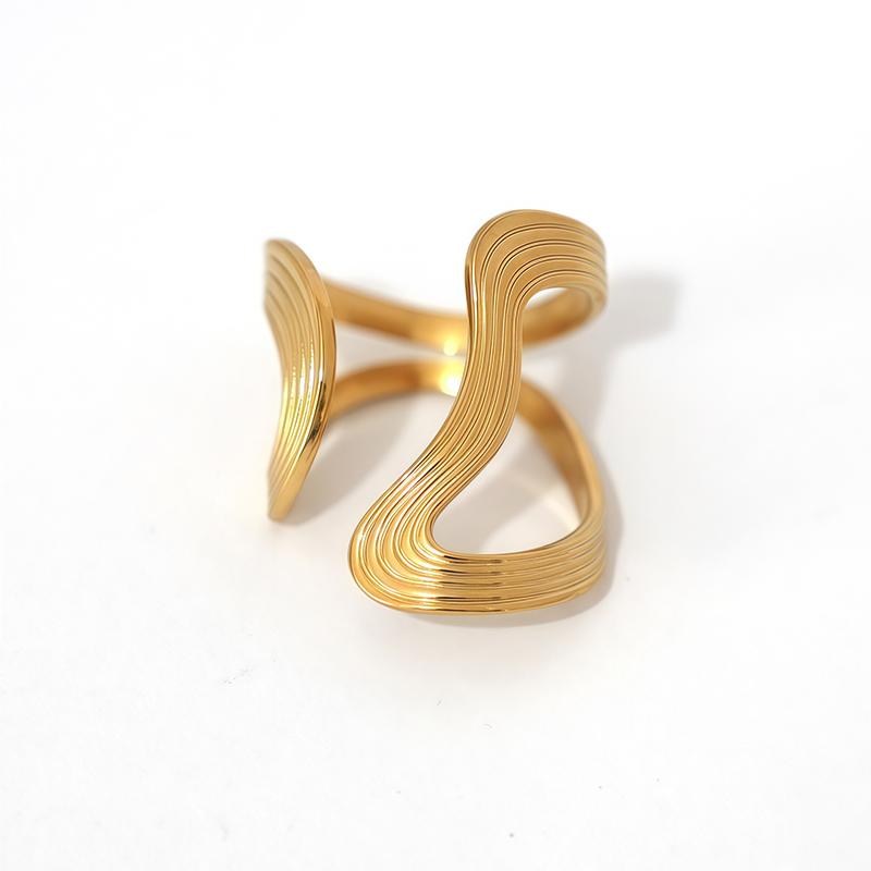 Rust Proof Stainless Steel Big Personal Ring Stylish Creative Minimalist Metal Statement Waterproof Jewelry for Women