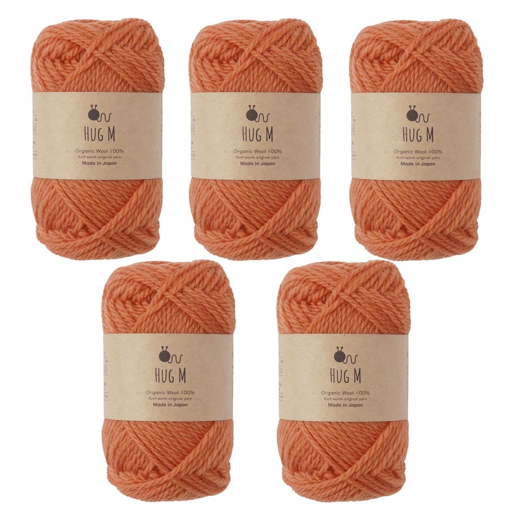 5 Balls of Raw Wool HUG Medium 30g Wool Yarn, Medium, Weight, (approx. 64m), 100% (108. Orange)