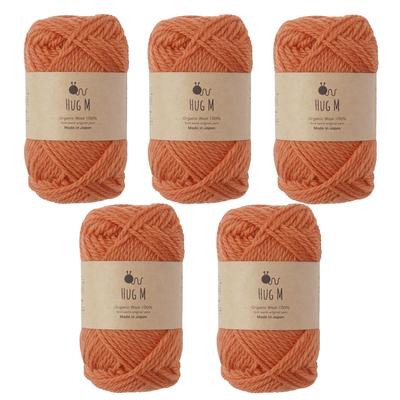 5 Balls of Raw Wool HUG Medium 30g Wool Yarn, Medium, Weight, (approx. 64m), 100% (108. Orange)