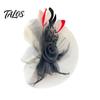 Zylinder mit starkem Clip, Fascinator-Hut mit Feder-Netzblumen-Dekor, Tanzkostüm Kopfschmuck für venezianische Karnevalsmaskeraden, Mottopartys, Bühne