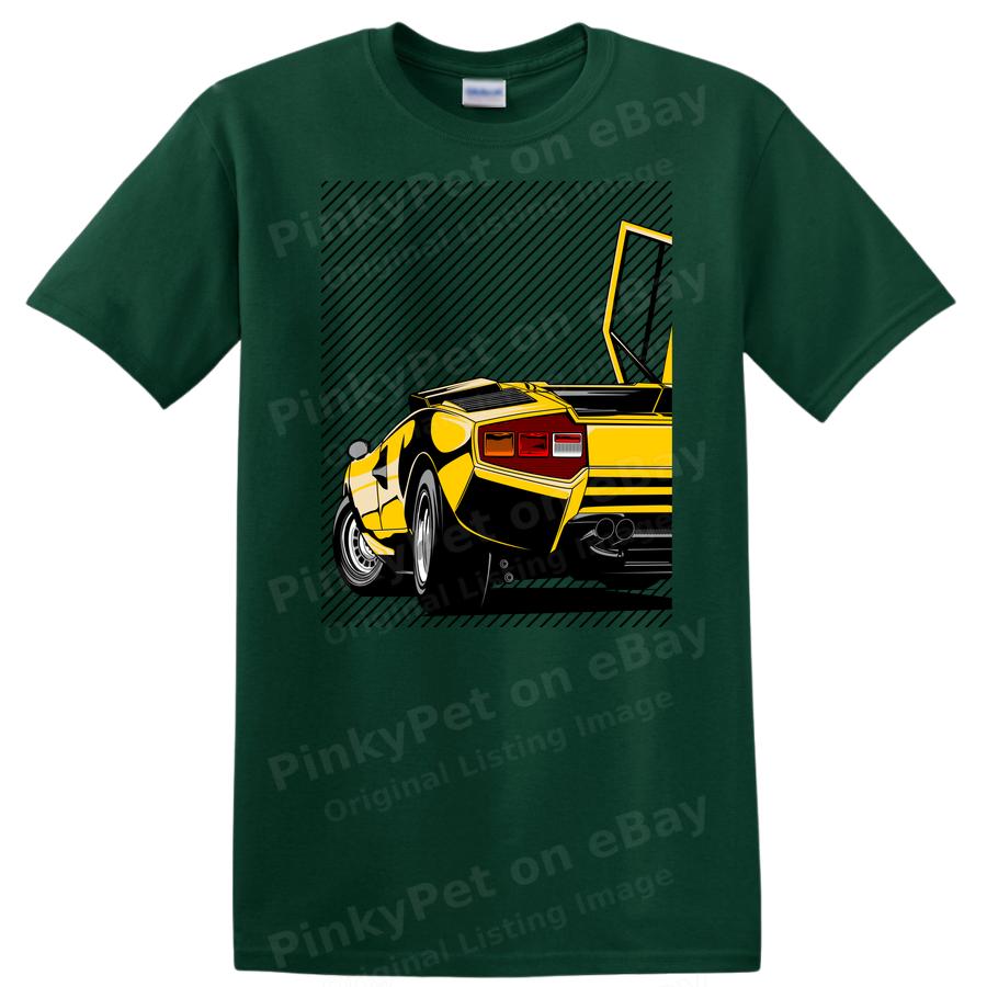 Classic Sports Car Graphic T Shirt Retro Muscle Car Art Tee Yellow Design