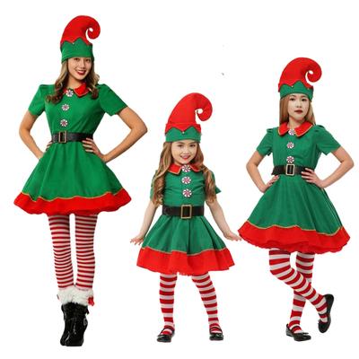 Trajes de performance de mangas compridas para meninos e meninas de Natal Trajes de performance para pais e filhos