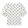 Elegant Polka Dot Round Neck Short Sleeve Blouse