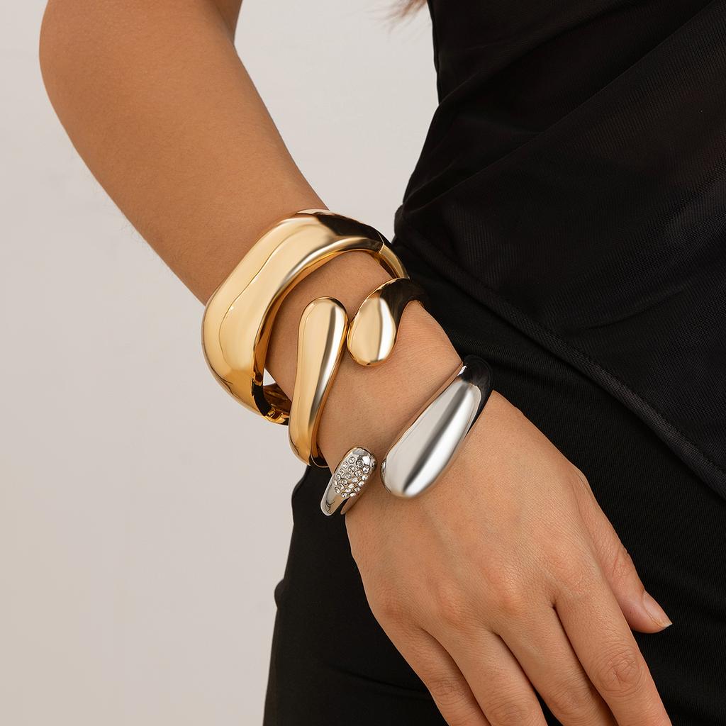 Ingemark 7 Styles Exaggerated Chunky Water Drop Open Cuff Bangles for Women Adjustable Arm Bracelet Grunge Jewelry Steampunk Men