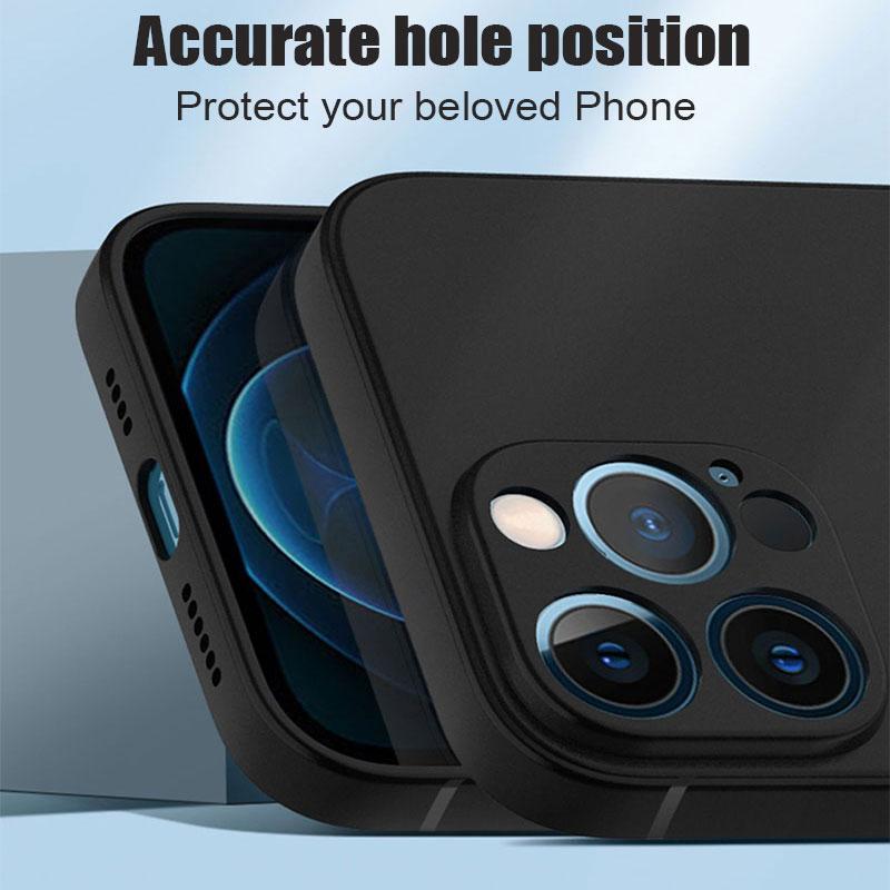 Black Phone Case For iPhone 14 15 16 17 Pro Max Plus 17 Air 16E Matte Soft Back Cover For iPhone 11 12 13 Pro Max 12 Mini Case