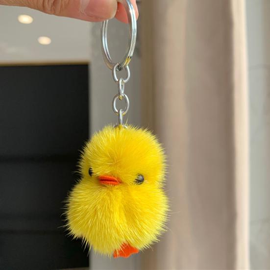 Keychain Soft Plush Duck Shape Portable Anti-Lost Key Holder Mobile Phone Chain Bag Hanger Backpacks Suitcases Hanging
