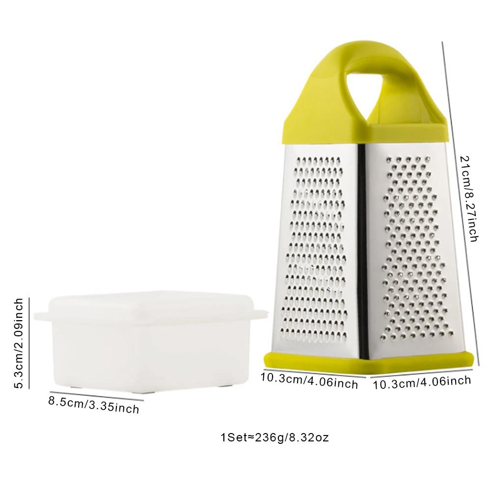 Four-Side Box Grater Cheese Grater with Container Stainless Steel Multipurpose Slicer for Vegetable Cutter Kitchen Accessorie