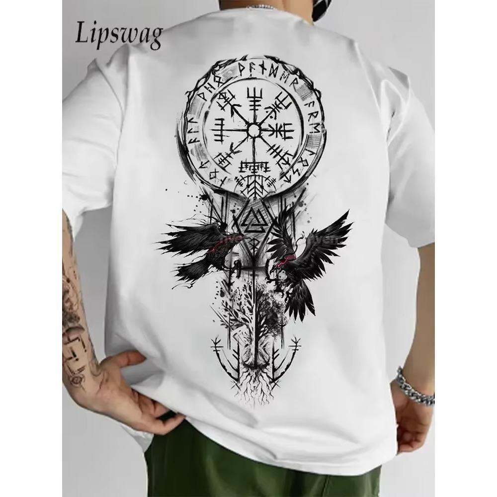 2024 Summer Y2K T Shirts Men Crew Neck Short Sleeve Casual Cotton Tees Mens Vintage Gothic Printed T-shirt For Mens Streetwear