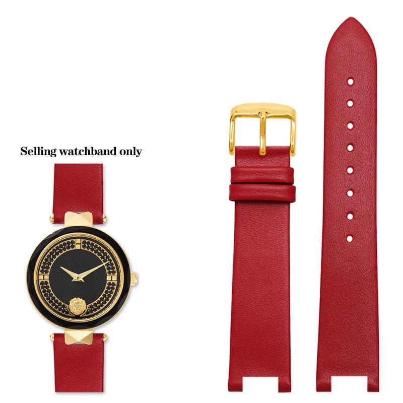 16*10mm Notched Genuine Leather Watchband for Ver-sace Female VERSUS VSP490118 VSPCD2217 Watch Band Strap Bracelet Blue White