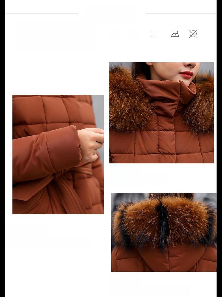 2023 Winter Korean Style Women's Long Over-Knee Down Coat with Large Fur Collar and Slim Fit