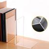 4Pcs Book End Transparent Acrylic Bookends Smooth Surface L-Shaped Book Storage Rack School