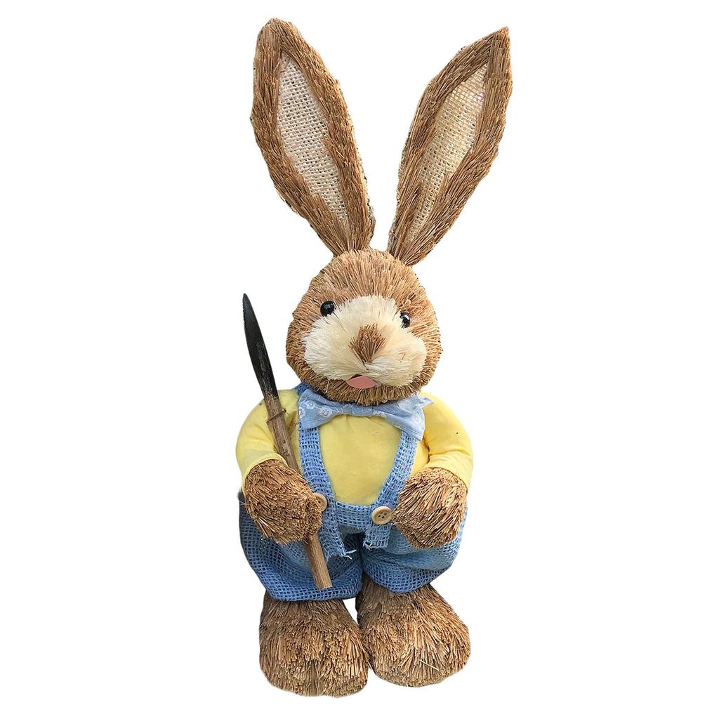 14 Inch Cartoon Easter Bunny Figure Rabbit Decoration Animal Art Crafts for Garden, Patio