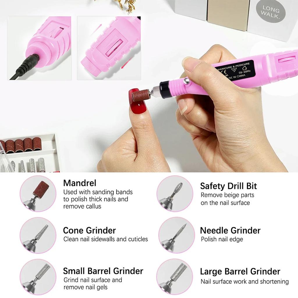 Nagelkunst-Werkzeugset Kompletter Satz mit Nagellampe Glitzer Diamant-Dekorationen Nagelpinsel Puffer Bohrer Feile Maniküre-Werkzeug für Anfänger