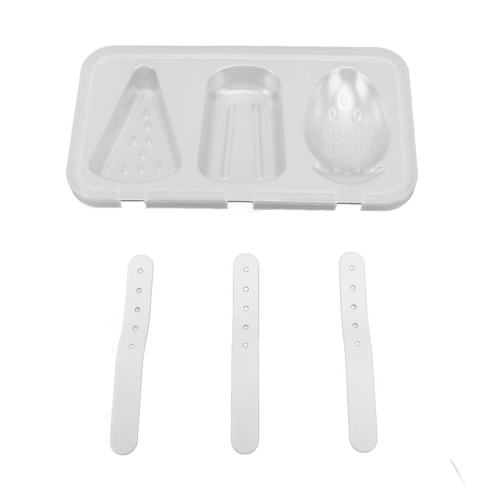 Ice Cream Molds Silver with Lid Ice Pop Molds Stainless Steel 3 Cavity with Stick Reusable Versatile Ice Pop Maker for