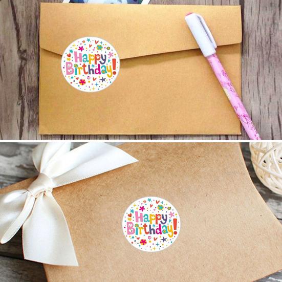 6Pcs Happy Birthday Thank You Sticker Set Cute Party Decals for Gift Wrapping Cards Kindergarten Crafts Colorful Birthday Stickers for Celebration