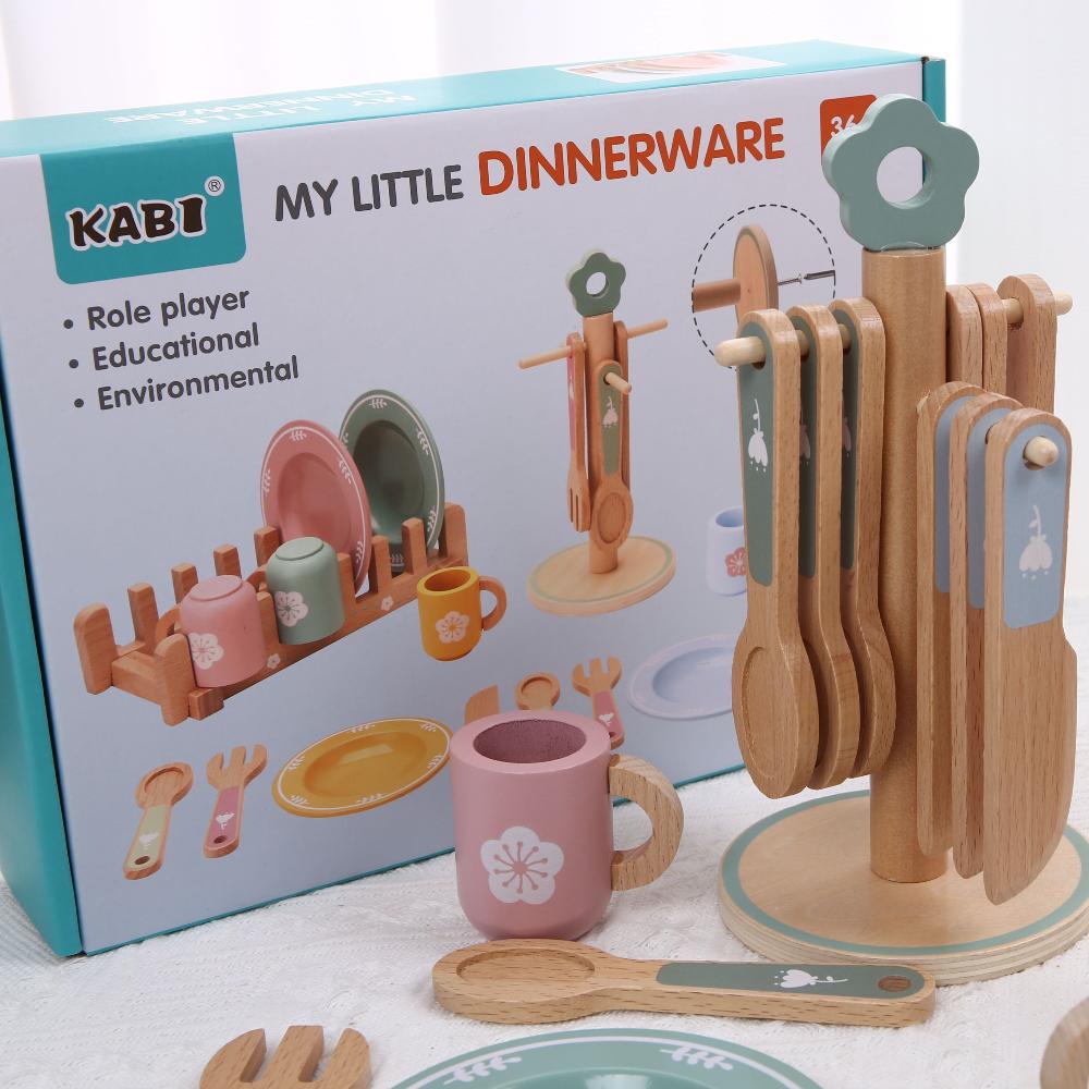 Simuliertes Küchenutensilien-Set für Vorschulkinder, Kinderrätsel, Kleine Köche, Simuliertes Geschirr, Holzspielzeug