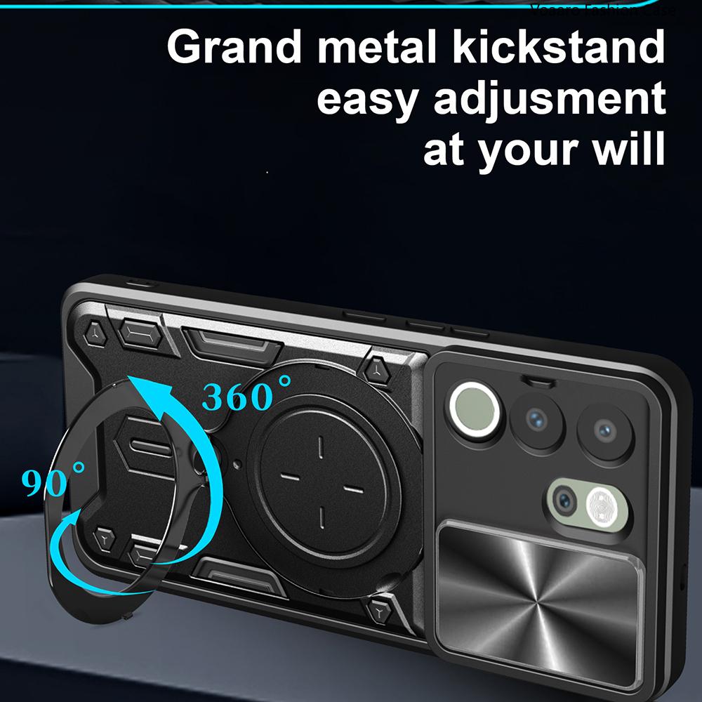Slide Lens Armor Funda for Vivo Y200 5G Case for Vivo Y29 Y19S 4G V50 IQOO Z9S V40E V40 Pro 5G Case Magnetic Ring Stand Cover
