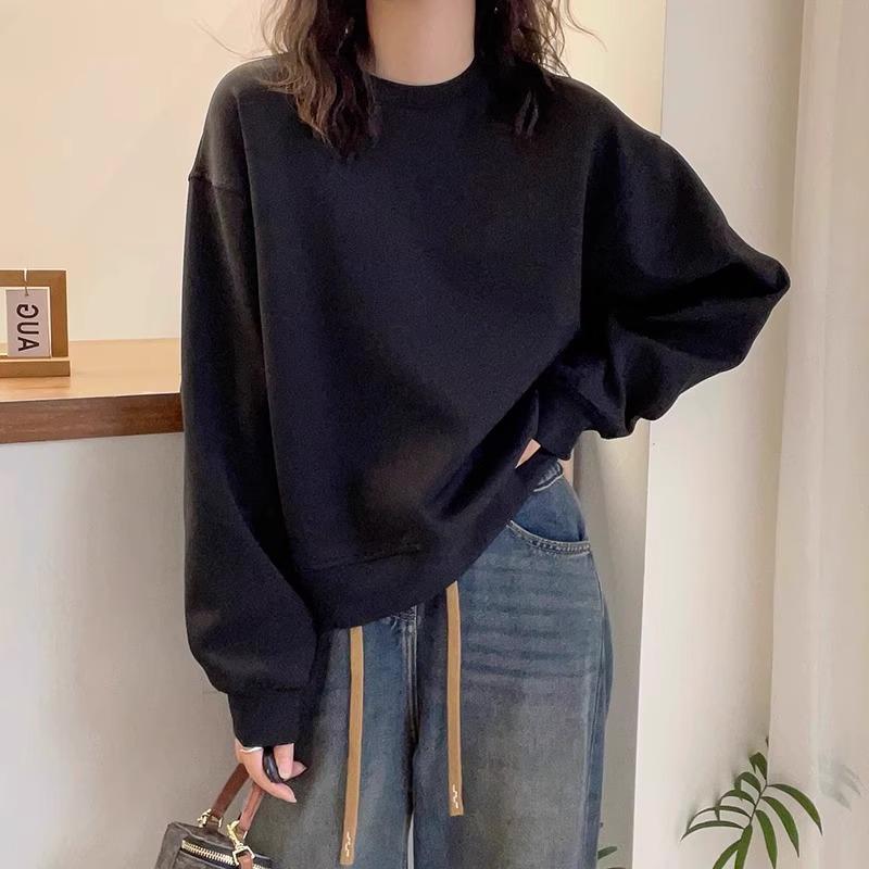 Ginger Yellow Round Neck Women's Korean-Style Loose Sweatshirt - Spring Fashion