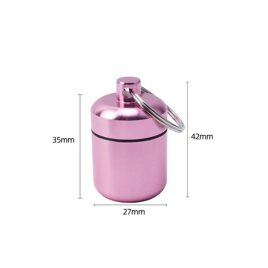 Multi Color Mini Keychain Pill Box Waterproof Aluminum Plastic Travel Pill Case For Vitamins Medication Emergency Carry