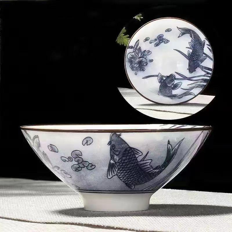 Porcelain Blue and White Kung Fu Teacup Set – Single Douli Cup for Tea Tasting