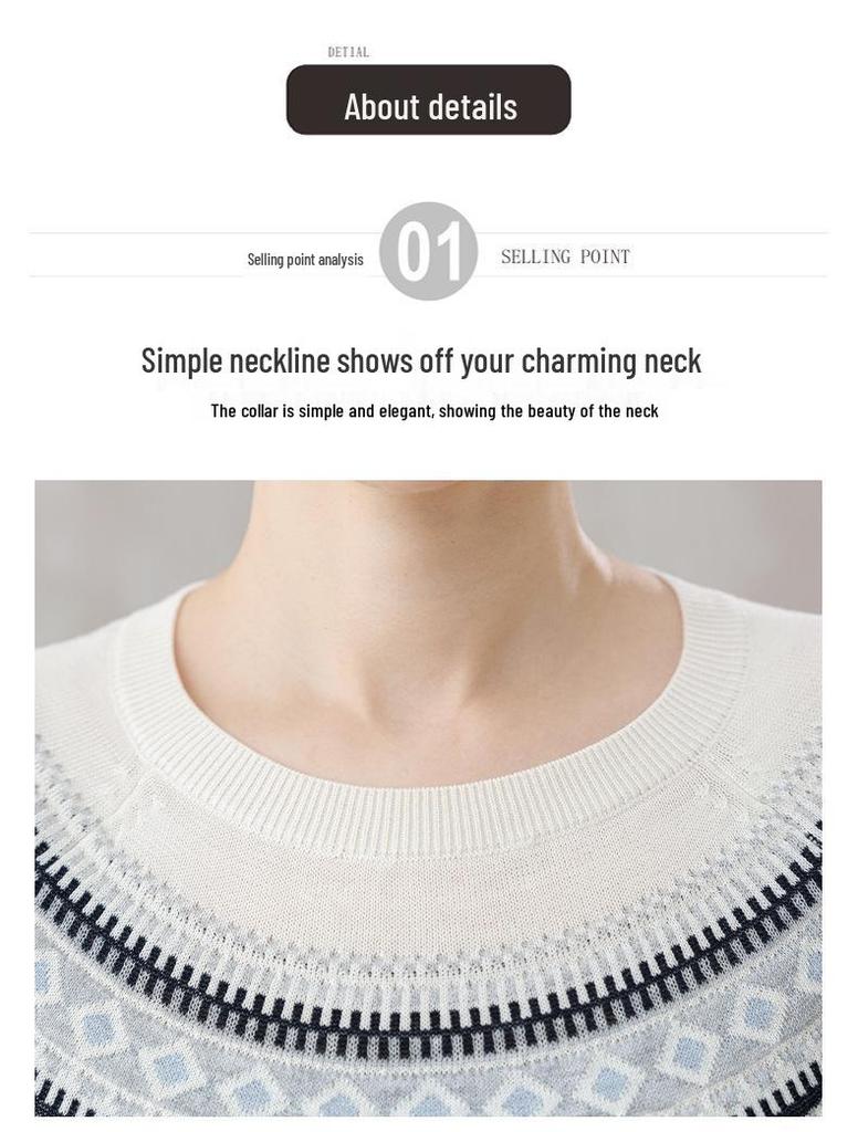 Fair Isle Retro Jacquard Tencel Short Sleeve Knit Top for Mothers - Summer New Arrival for Mid-Aged and Elderly Women