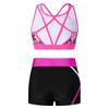 Completo Sportivo da Ragazza Senza Maniche Scollo a U Spalline Incrociate sulla Schiena Crop Top Stampato Pantaloncini a Vita Bassa Elastica