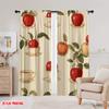 2pcs,2D Plane Printing Creative Curtains Tea Apple Harmony Durable 100% Polyester Fabric (without Rod) Holiday for Bedroom &