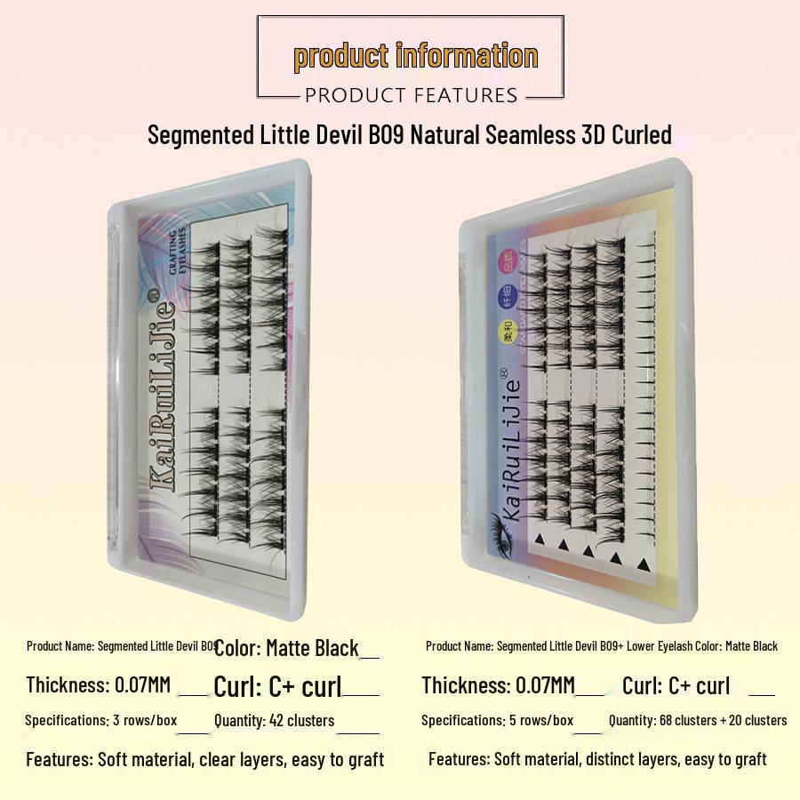 Comic Little Devil Self-Grafting False Eyelashes - Segmented Barbie Style for Women