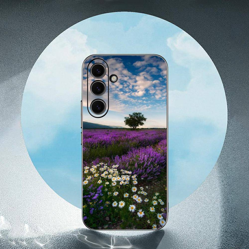 Beautiful purple flower lavender For Samsung Galaxy S25 S24 S23 Ultra S22 S21 Plus S20 Black Soft Silicone Protective Case