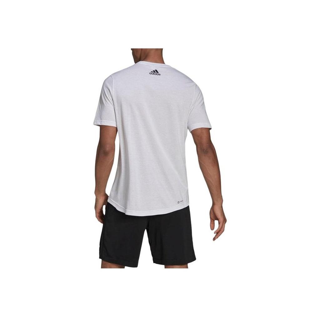 Adidas Logo Print Crew Neck Short Sleeve T-Shirt Men Tops White HF7210