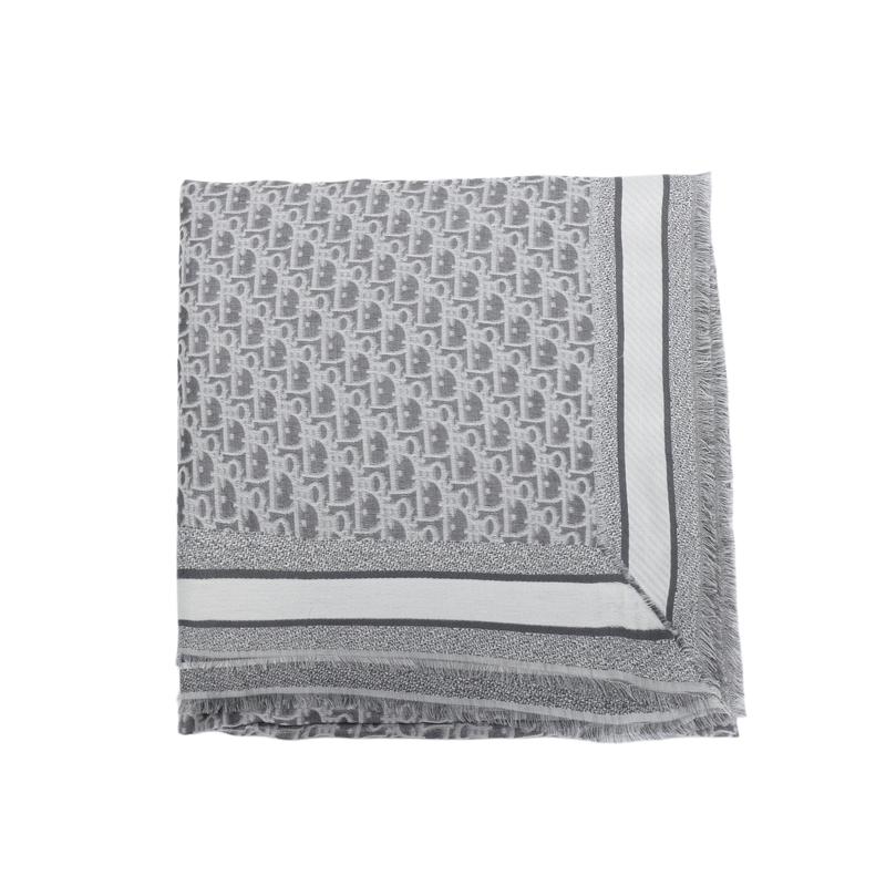 Dior Printed Letters Are Fashionable and Elegant Wool Shawl for Women Gray F Original Box