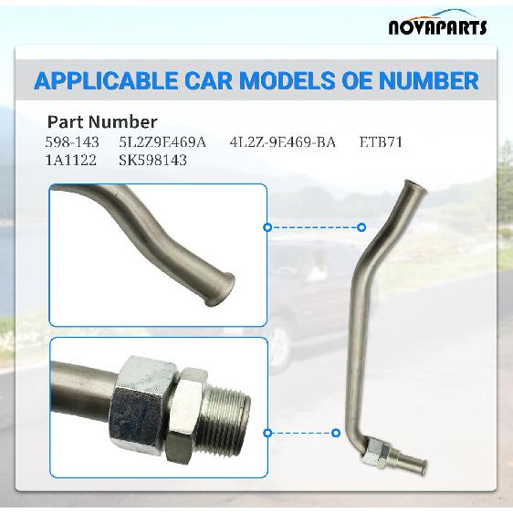 598-143 EGR Line Tube Pipe for 2004-2010 Ford Explorer Mercury Mountaineer 2007-2010 Ford Explorer Sport Trac 6 Cyl 4.0L 5L2Z9E469A