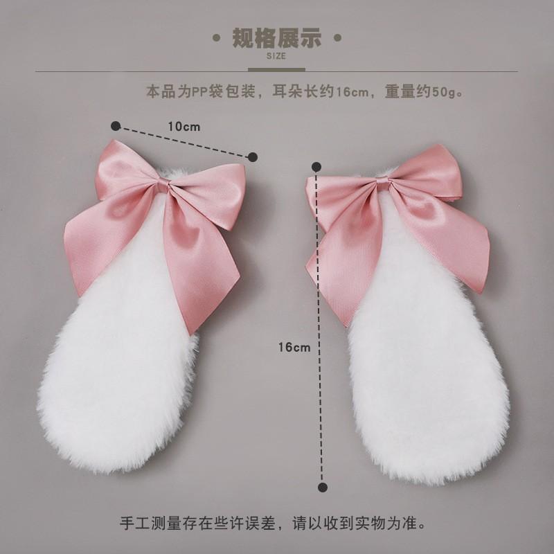 Handmade Rabbit Ear Hair Clip With Bow Lolita Style Sweet Cartoon Accessory Girls Teens