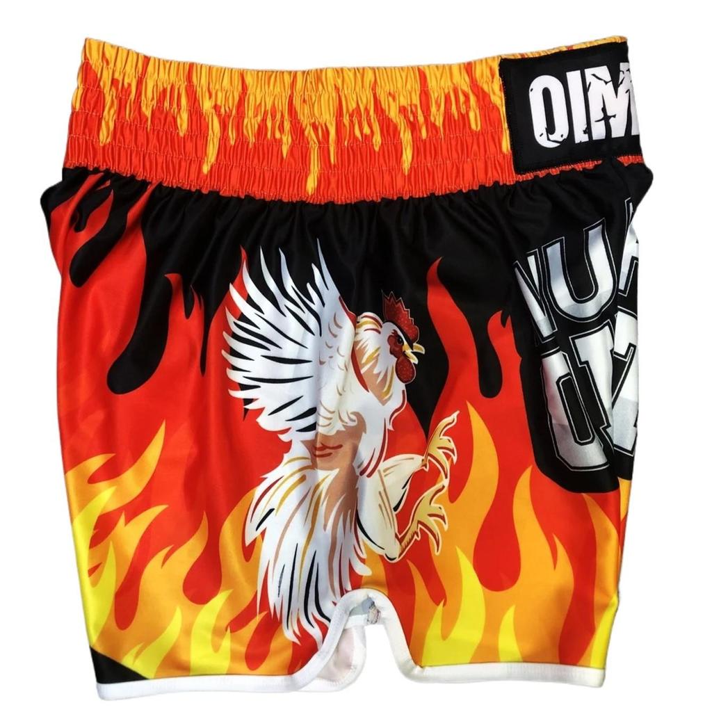 Fire Rooster Muay Thai Kickboxing Boxing MMA UFC Casual Shorts Gym Sport Unisex Men Women Workout Quick Dry Print Elastic High Waist Training