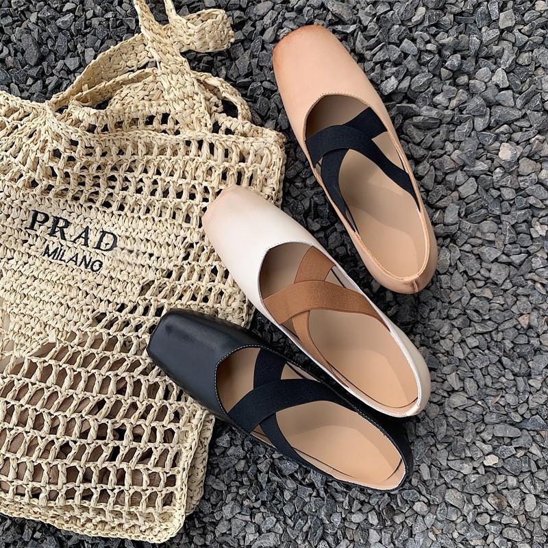 

Fuji orange, dark retro square head cross-strapped ballet shoes, leather thick heel Mary Jane shoes 34 абрикосовый