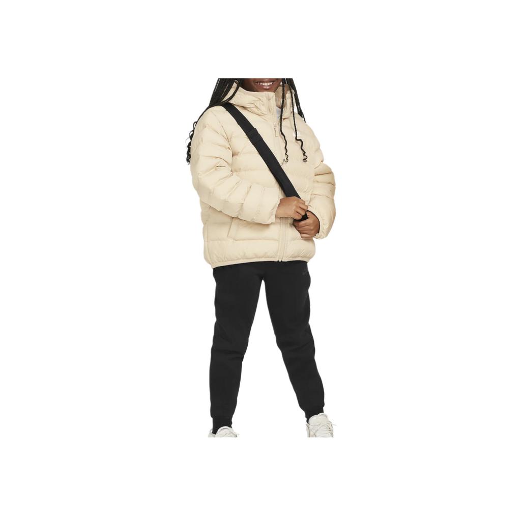 Nike Loose Hooded Jacket With Fitted Letter Print Kids Outerwear Beige FD2845-126