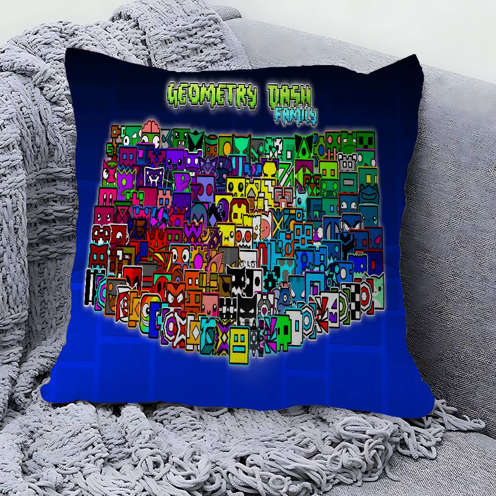 Video Game Geometry Dash Pillow Gifts Home Office Furnishings Bedroom Sofa Car Cushion Cover Case Xcm