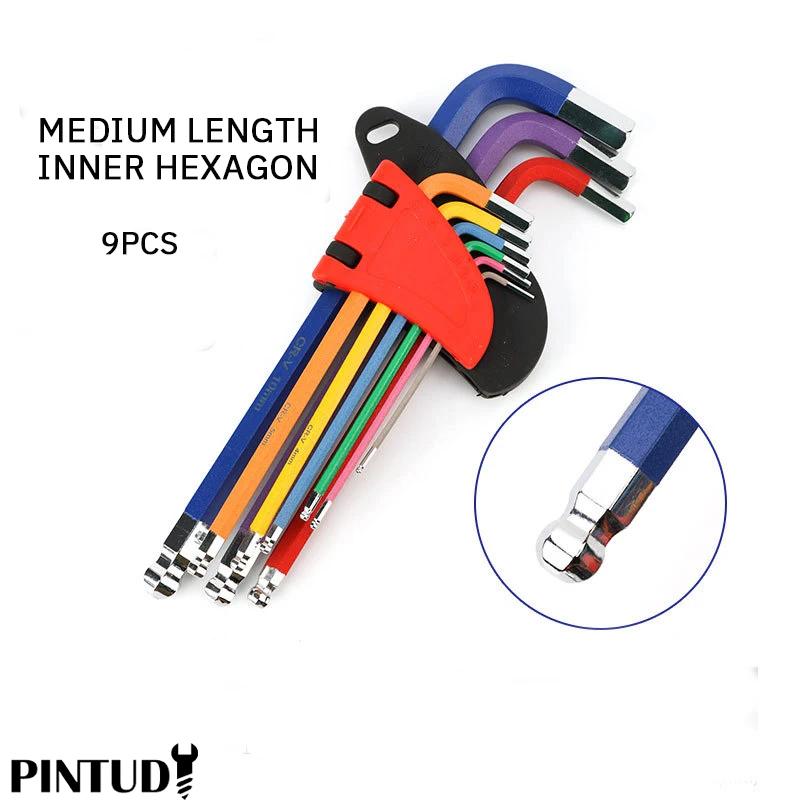 

PINTUDY Внутренний шестигранный ключ Цвет Нескользящий Защищенный от ржавчины Прочный Портативный Набор шестигранных ключей Комбинация шестигранной шаровой головки