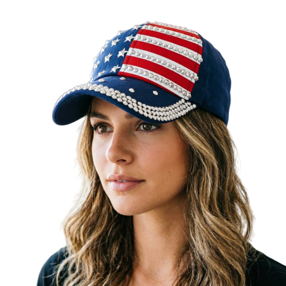 Unisex Baseball Cap Usa Flag Diamond Rivet Adjustable Snapback Fashion Hat Gorras