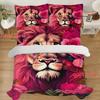 4pcs Flower Lion Pattern All-in-one Duvet Cover SetSoft Breathable Stylish Bedding for Your Bedroom or Guest Room - All-Season