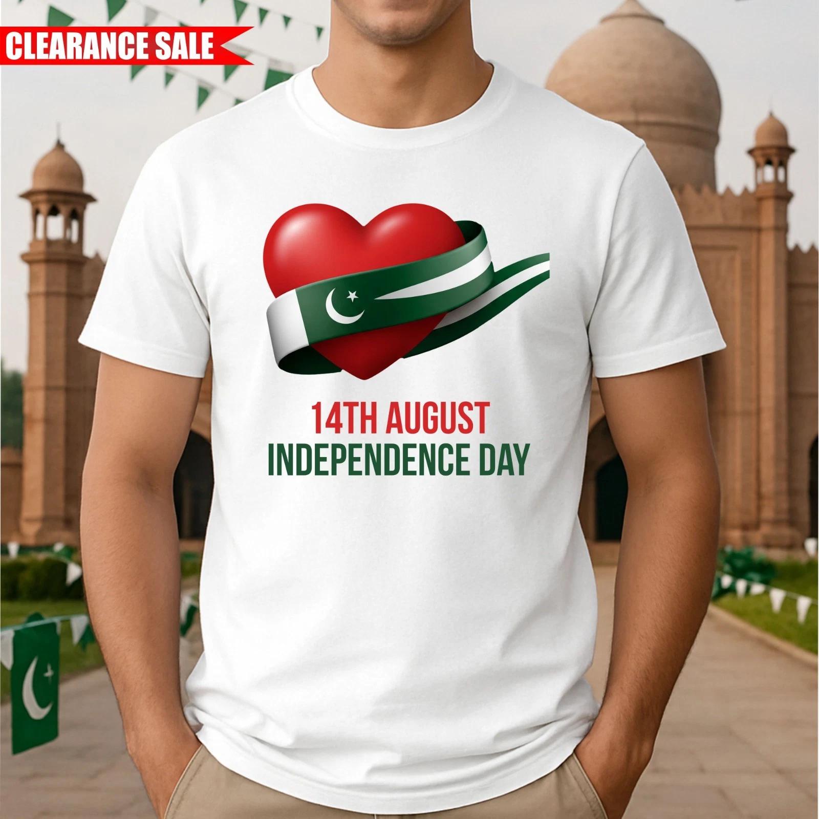 14th August Independence Day T Shirt Printed Heart Flag Pakistan 1947 Gift T Top 3XL