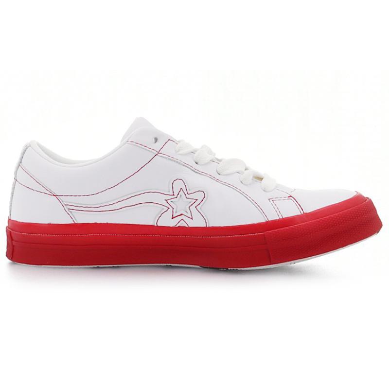 Golf Le Fleur*One x Converse One Star Synthetic Leather Small Flower Low-top Skate Shoes Unisex White and Red