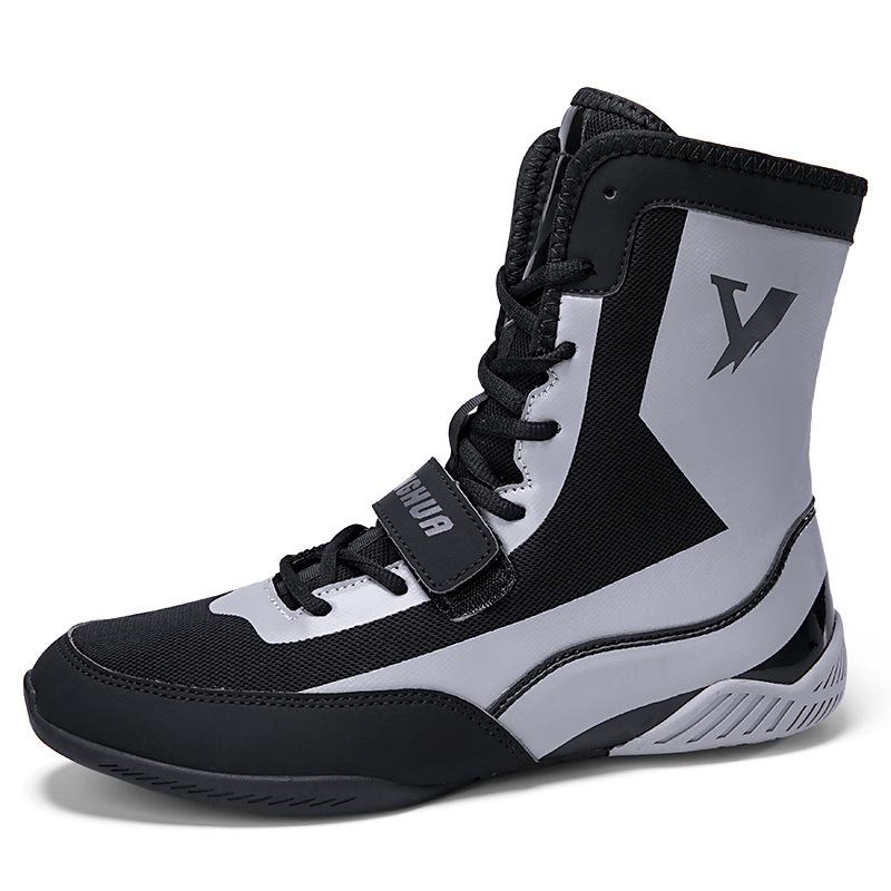 Pánské nadměrné vysoké pohodlné zápasnické boty, bojový trénink, odolné proti opotřebení a protiskluzové boxerské boty