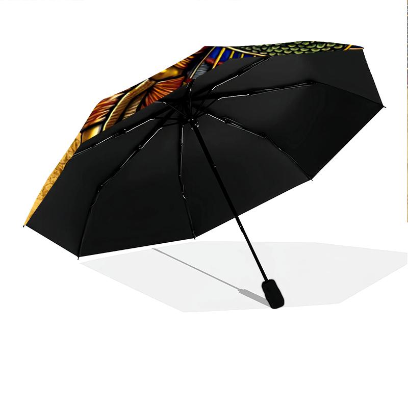 1PC Egyptian theme Umbrella Portable Folding Umbrella Iron Frame Hole Bone Structure Outdoor Home Umbrella A2
