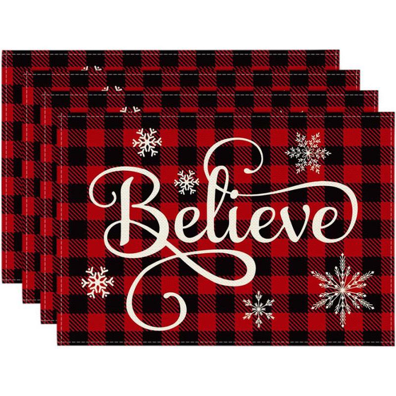 Cross-Border Bestseller Christmas Linen Placemat - Festive Letters & Colors for Restaurant Decoration