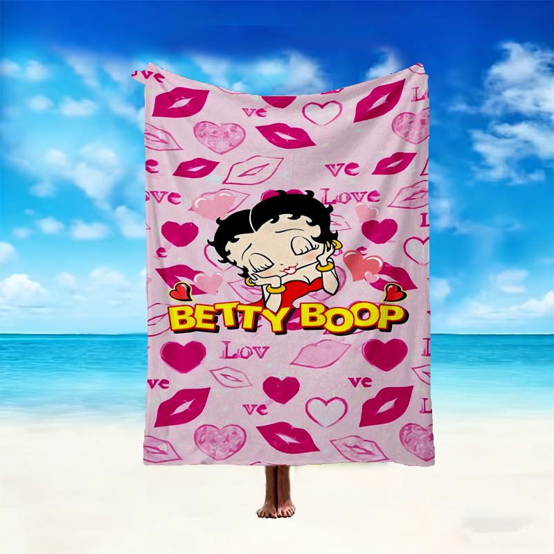 [1pc Betty Boop Blanket] All-Season Blanket - Cozy Blanket for Sofa Couch Home Decoration, Digital Printed Nap Blanket