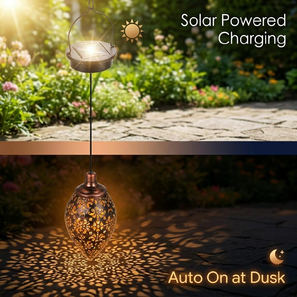 1PC Solar Olive Branch Pendant - Water Drop Iron Art, Projection Lamp, Projection Lamp, Garden Decoration, Atmosphere Creation
