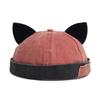 Słodki słodki koci kapelusz z uszami bez ronda Osobowość Swobodny Jednolity kolor Czapka Beanie Bawełna Oddychająca Prana Stara Czapka Beanie Unisex